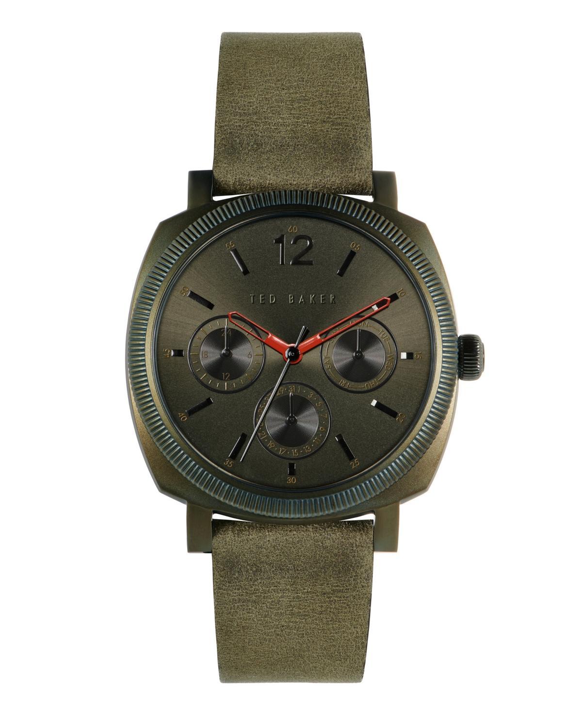 Ted Baker Mens Caine Green Leather Strap Watch 42mm Product Image