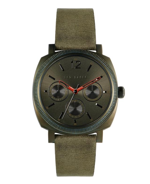 Ted Baker Mens Caine Green Leather Strap Watch 42mm - Green Product Image