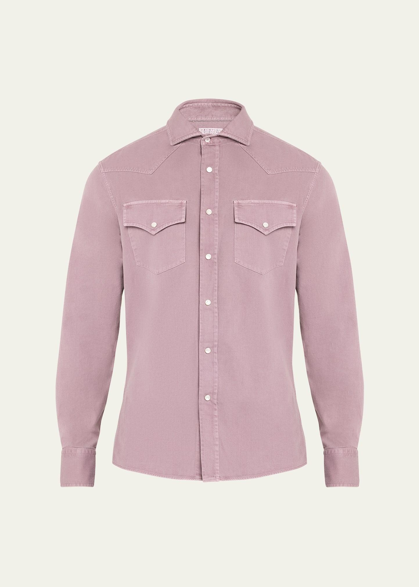 Mens Easy Fit Western Shirt In Lightweight Denim Product Image