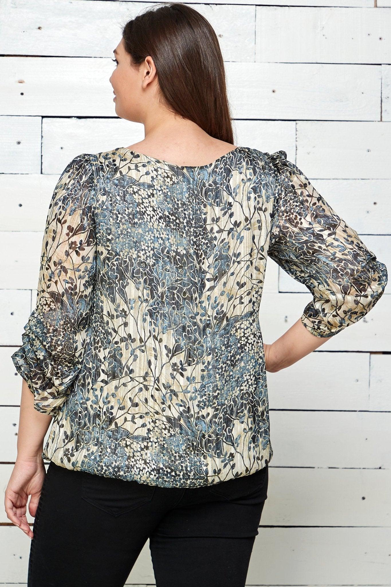 3/4 Sleeve Bubble Blouse - Plus Product Image