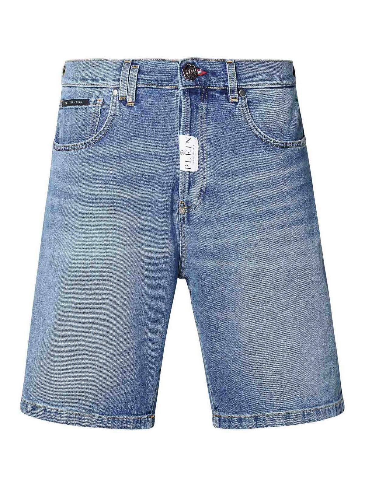 PHILIPP PLEIN 'formantera' Blue Cotton Bermuda Shorts Product Image