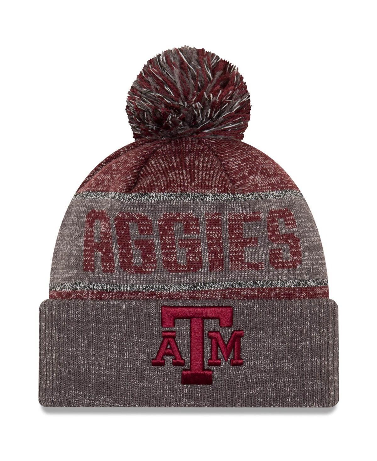 Mens New Era Maroon Texas A&M Aggies Team Freeze Cuffed Knit Hat with Pom Product Image