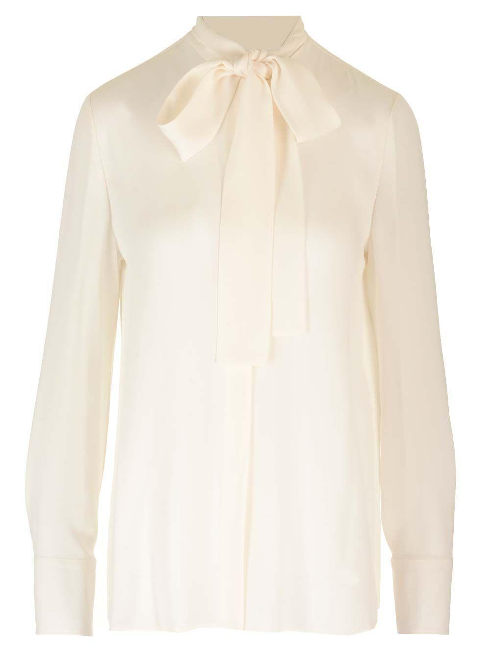 VALENTINO Silk Georgette Blouse In White Product Image