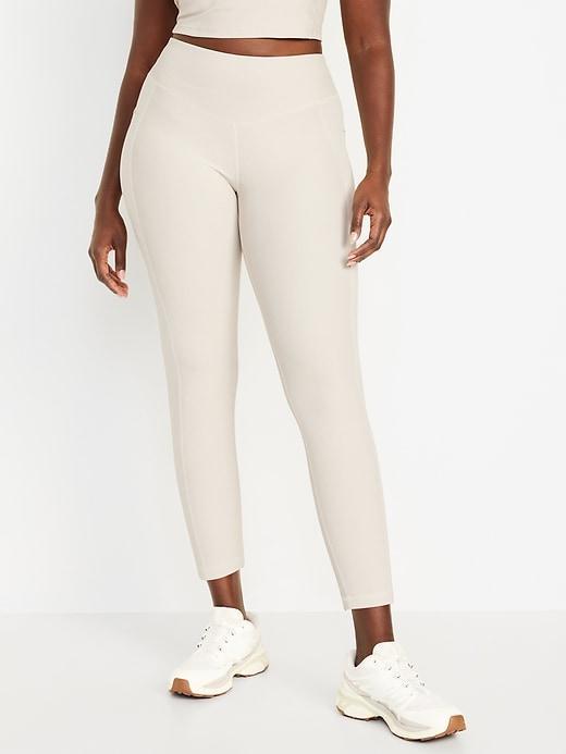 High-Waisted PowerSoft Ribbed 7/8 Leggings Product Image