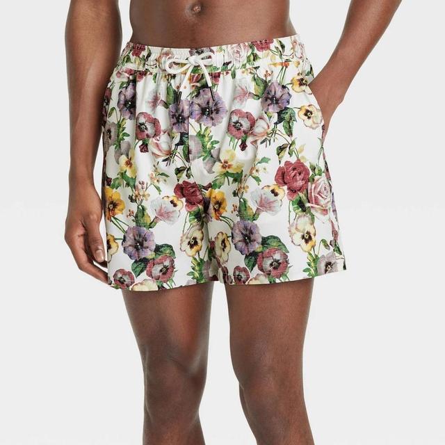 Mens 5 Swim Shorts - Goodfellow & Co Cream Floral M Product Image