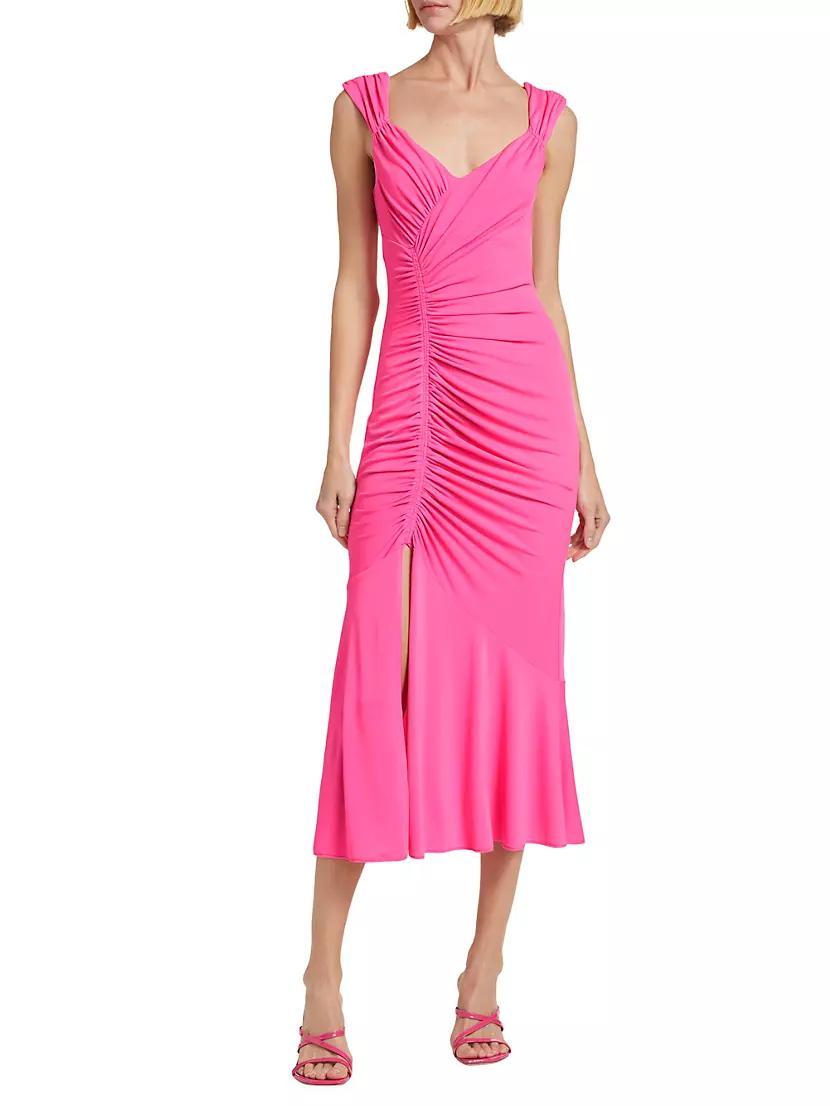 Julieta Ruched Jersey Midi-Dress Product Image