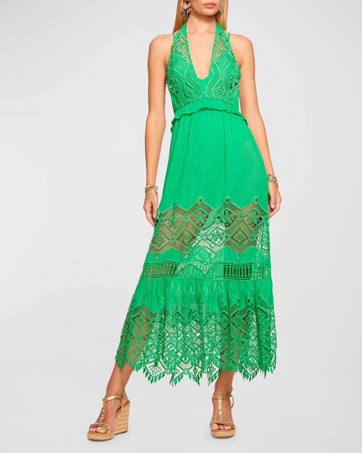 Aviana Open Crochet Lace Maxi Dress Product Image