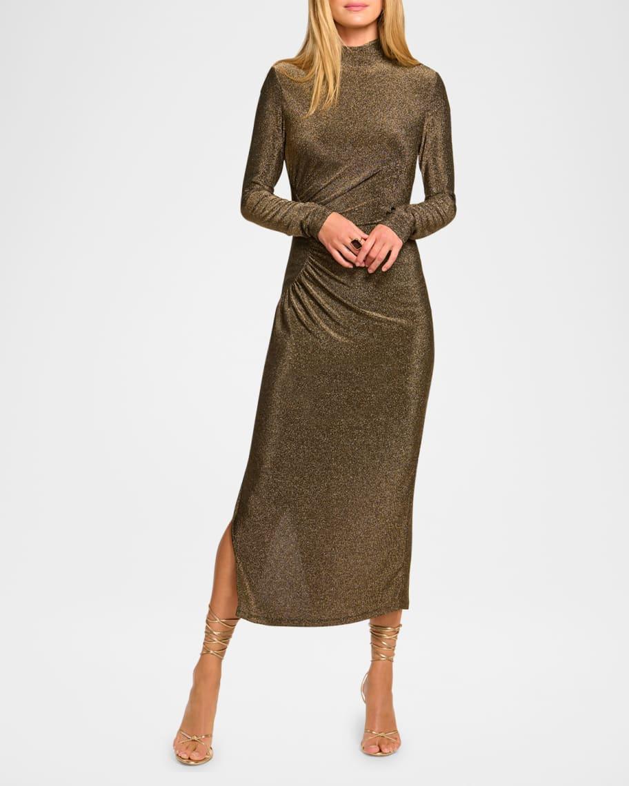 Amarilys Metallic Mock-Neck Midi Dress Product Image