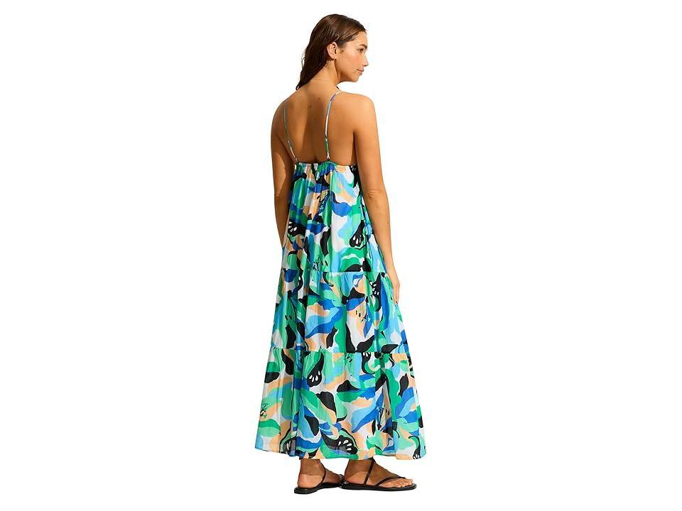 Seafolly Rio Tiered Midi Dress (Jade) Women's Dress Product Image