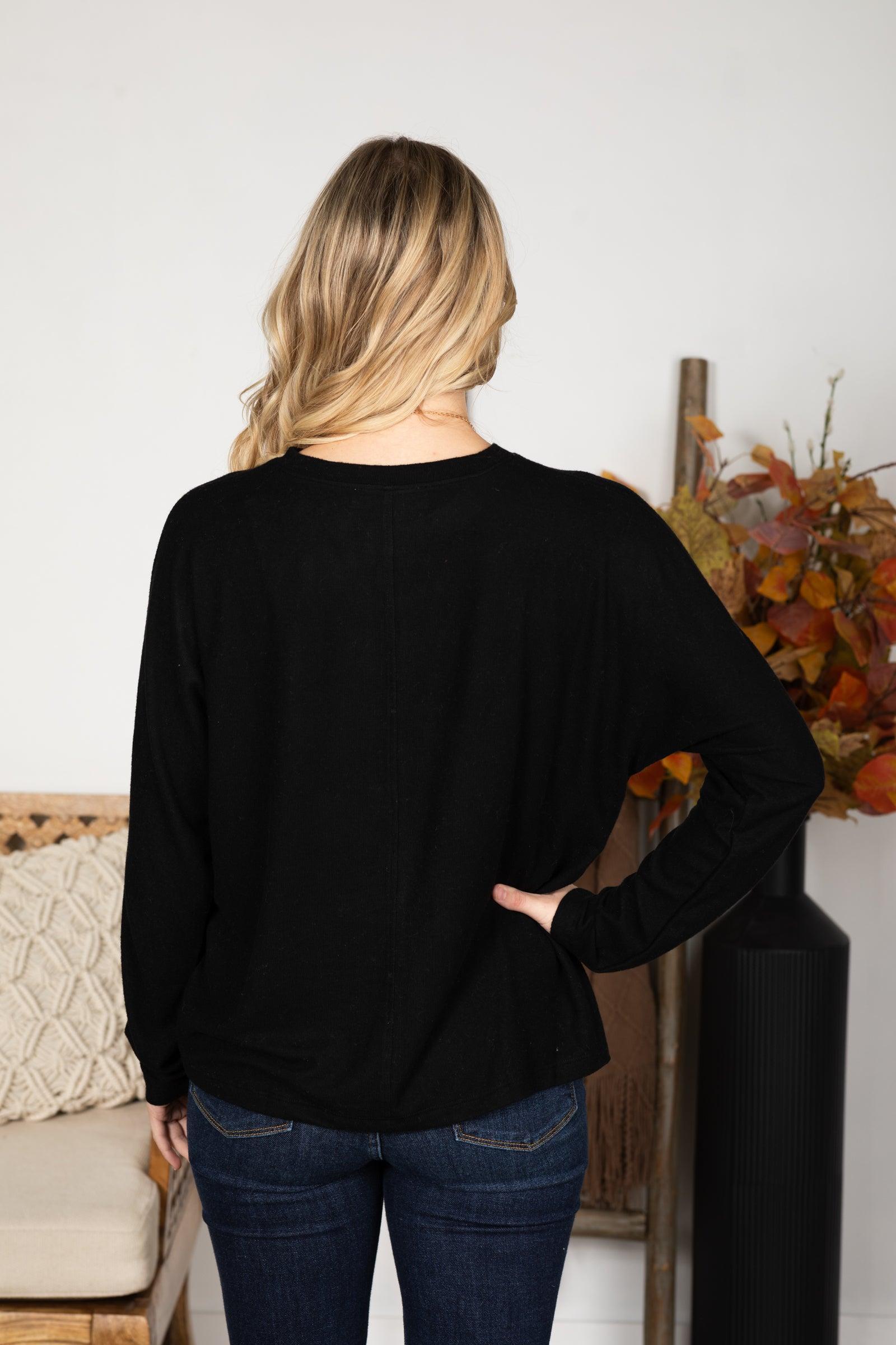 Seam Front Long Sleeve Knit Top Product Image