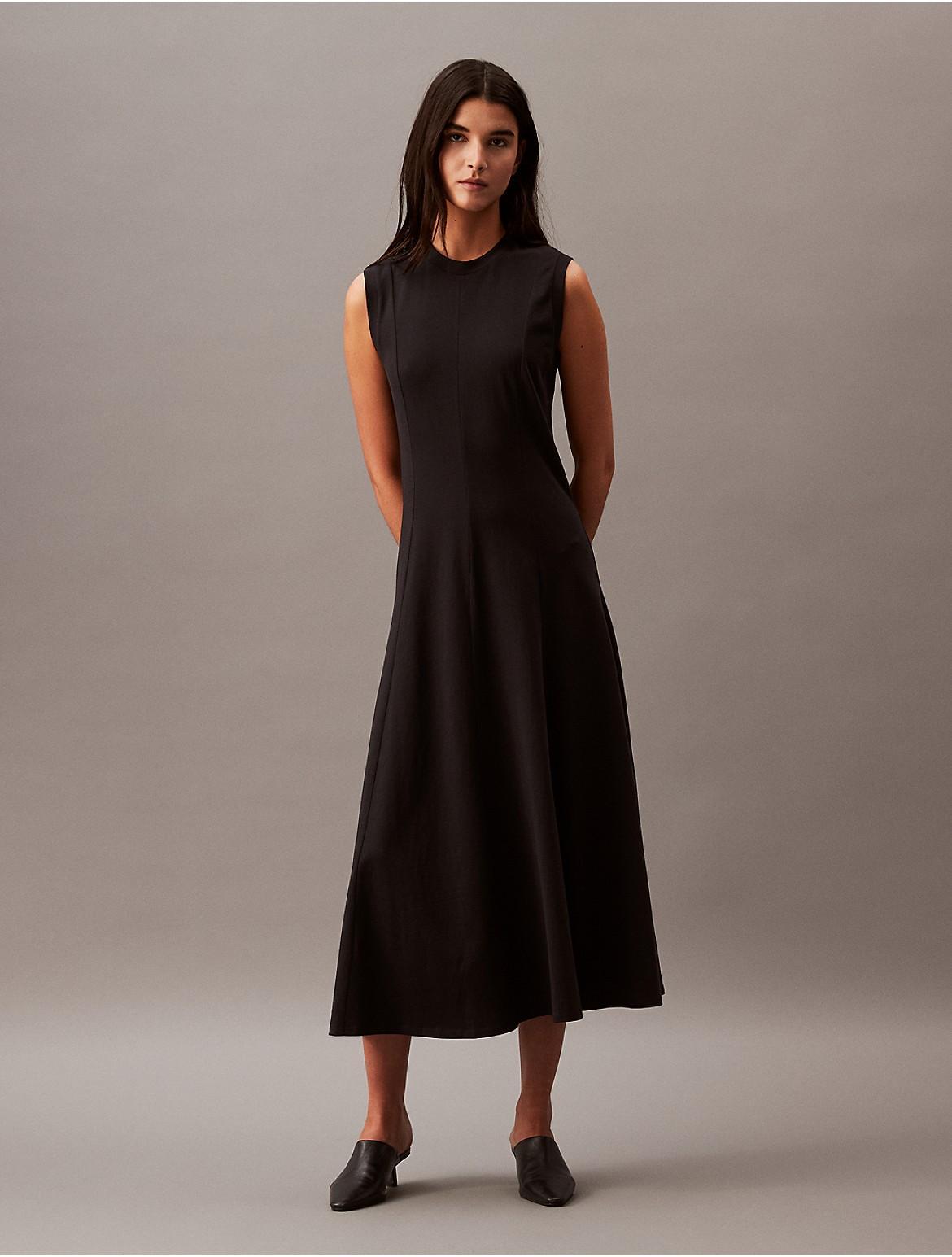 Calvin Klein Womens Cotton Jersey A-Line Midi Dress - Black - XS Product Image