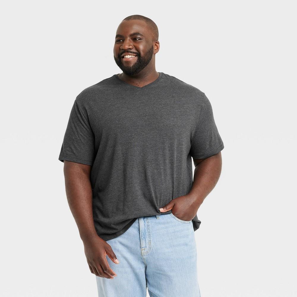 Mens Big & Tall Every Wear Short Sleeve V-Neck T-Shirt - Goodfellow & Co Railroad Gray 5XL Product Image