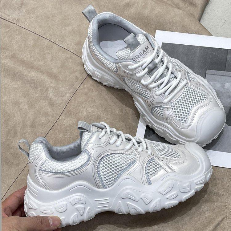 Lace-Up Mesh Panel Platform Sneakers product image