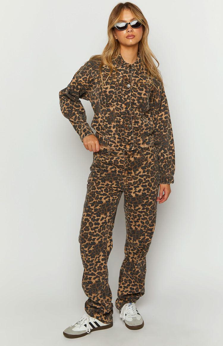 Lioness Carmela Leopard Print Denim Jacket Product Image