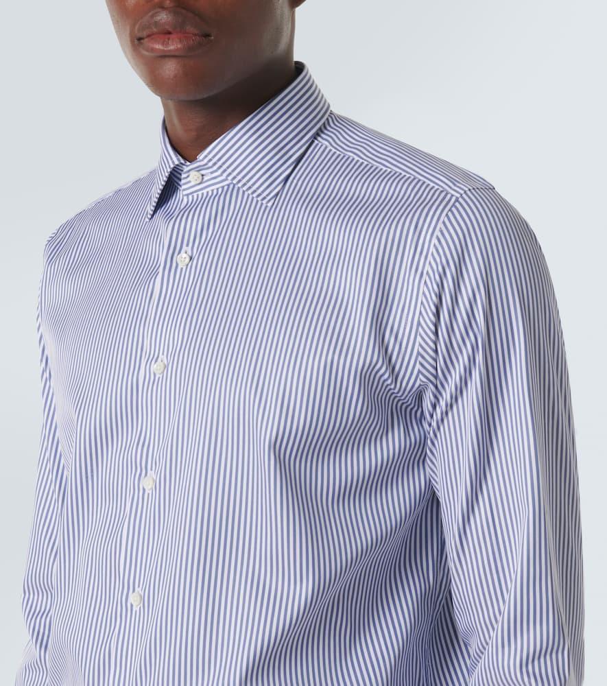 CANALI Striped Cotton Shirt In Blue Product Image