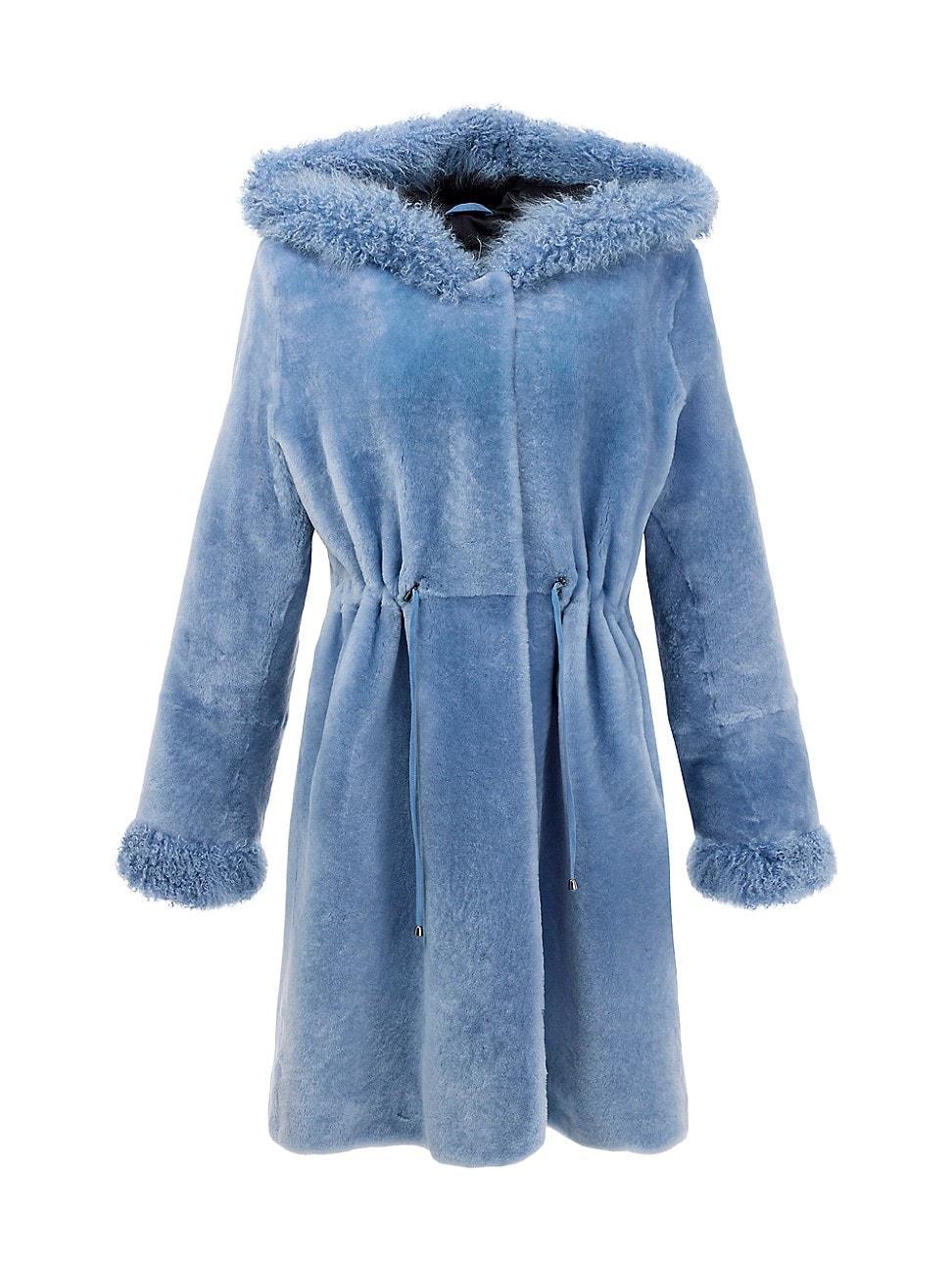 Shearling Lamb Parka With Cashmere Goat Hood Trim & Cuffs Product Image