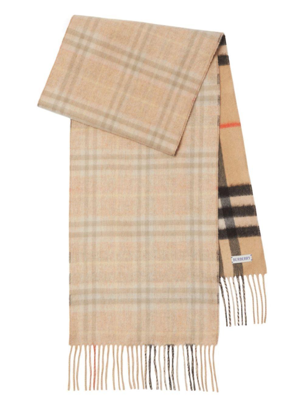 BURBERRY Reversible Check Cashmere Scarf In Neutrals Product Image