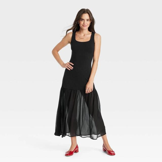 Womens Drop Tier Maxi Dress - A New Day Black M Product Image