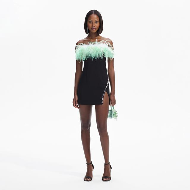 Black Feather Mini Dress Product Image