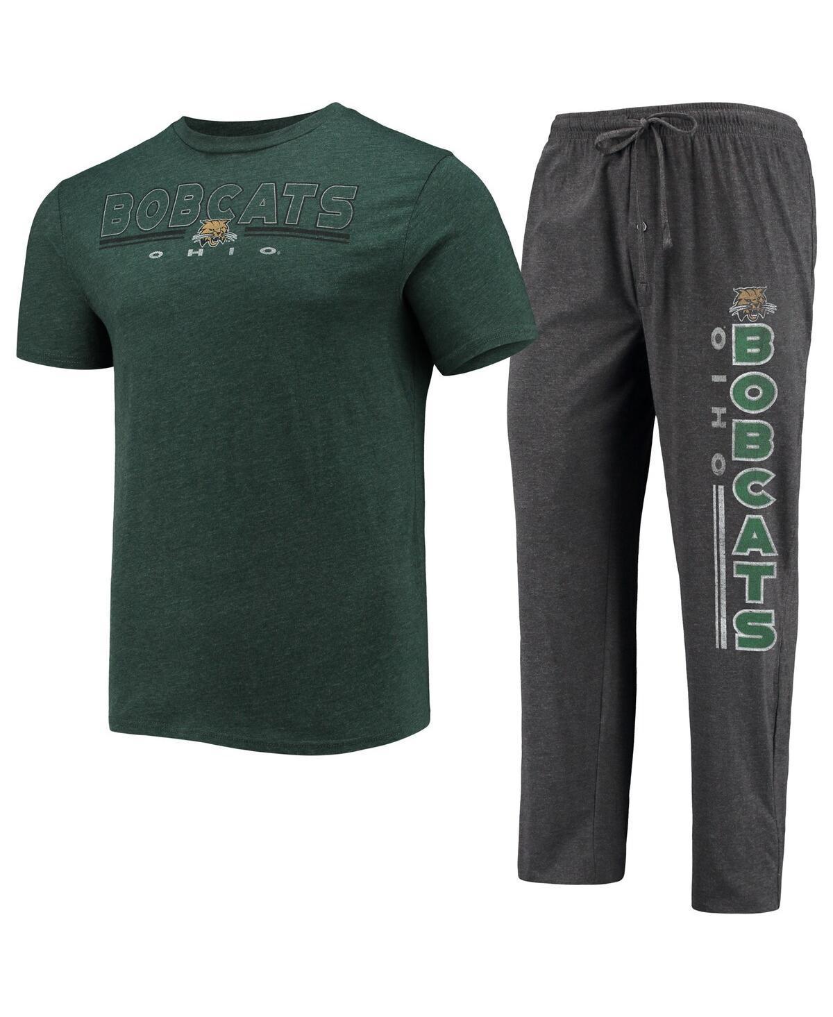 Mens Concepts Sport Heathered /Green Ohio Bobcats Meter T-Shirt & Pants Sleep Set Grey Product Image