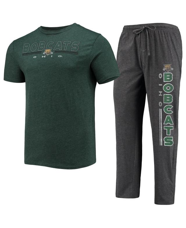 Mens Concepts Sport Heathered /Green Ohio Bobcats Meter T-Shirt & Pants Sleep Set Grey Product Image