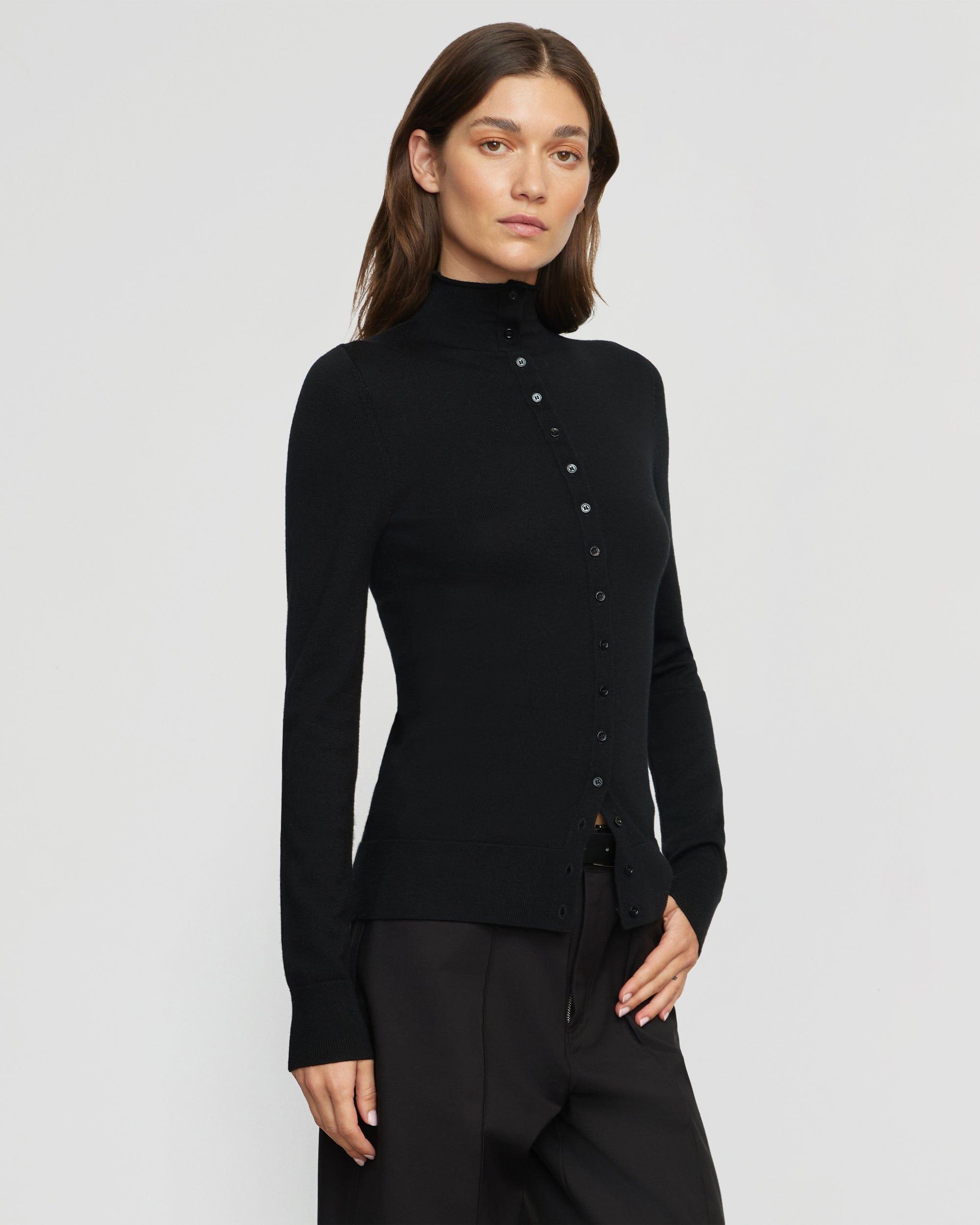 Charlene Wool Button Mock-Neck Sweater Product Image