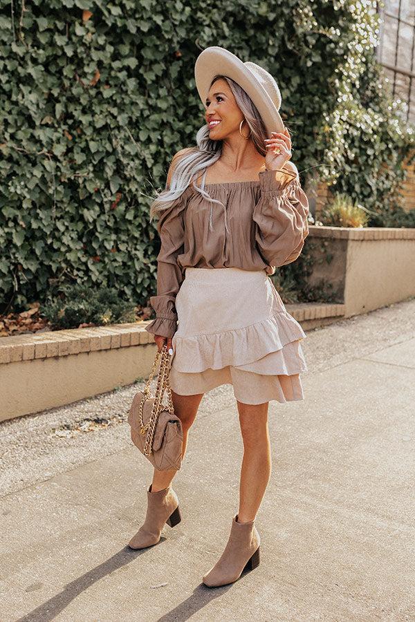 The Wynn Ruffle Skirt In Beige Product Image