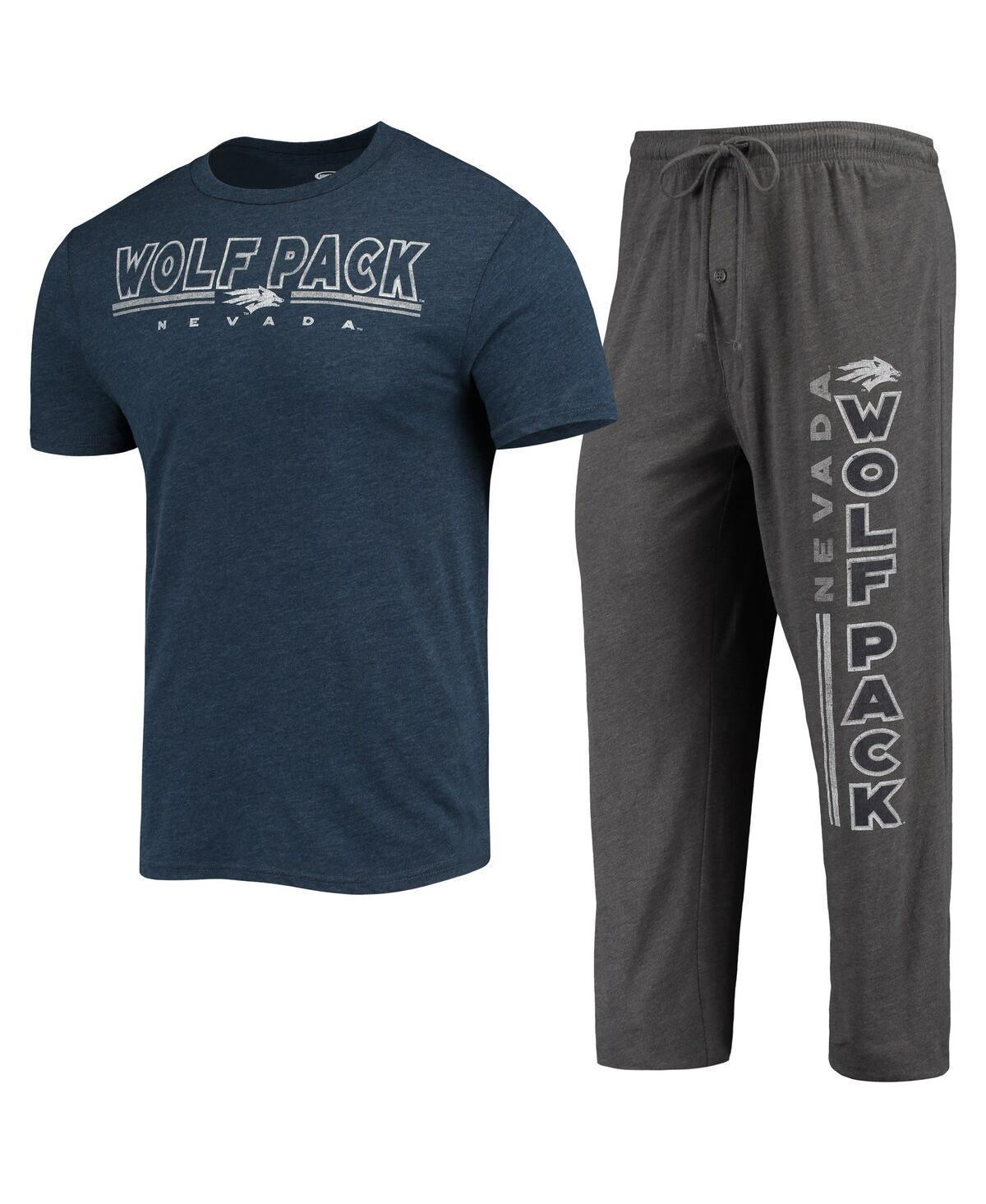 Mens Concepts Sport Heathered Charcoal/Navy Nevada Wolf Pack Meter T-Shirt & Pants Sleep Set Product Image