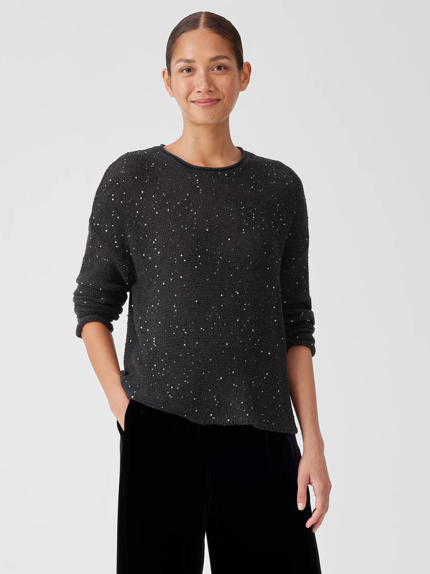 Merino Sequin Crew Neck Top Product Image