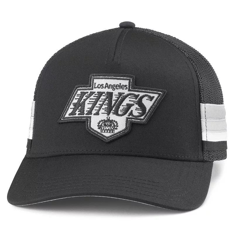 Mens American Needle Black Los Angeles Kings HotFoot Stripes Trucker Adjustable Hat Product Image