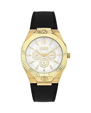 Versus By Versace Mens Echo Park Multifunction Black Leather Strap Watch Product Image