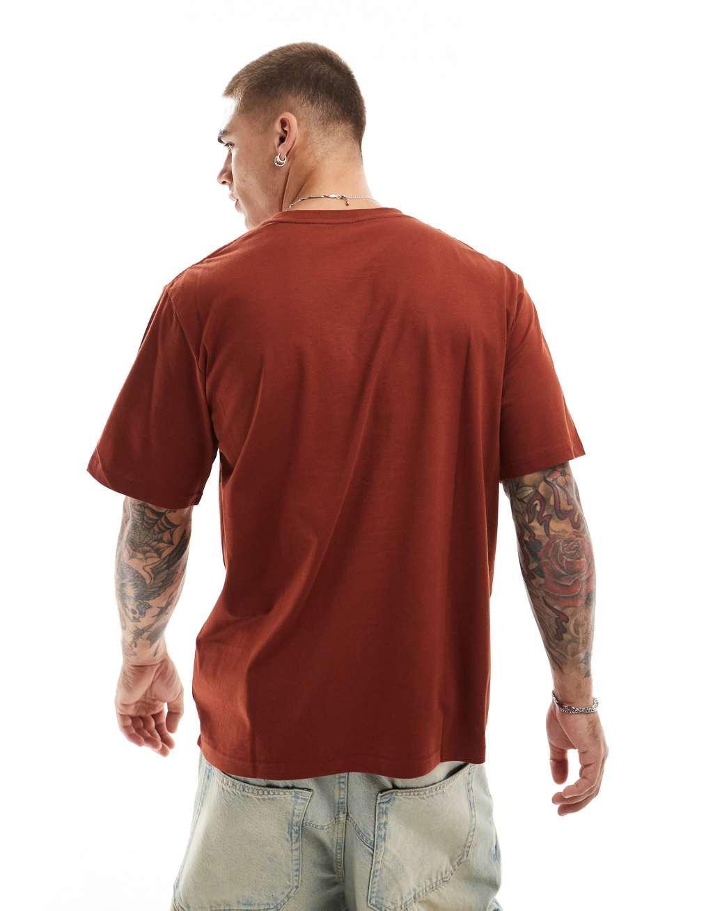 Jack & Jones oversized t-shirt with originals logo in rust  Product Image