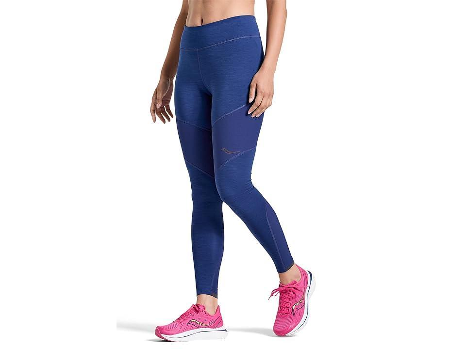 Saucony Boulder Wind Tights (Sodalite Heather) Women's Clothing Product Image