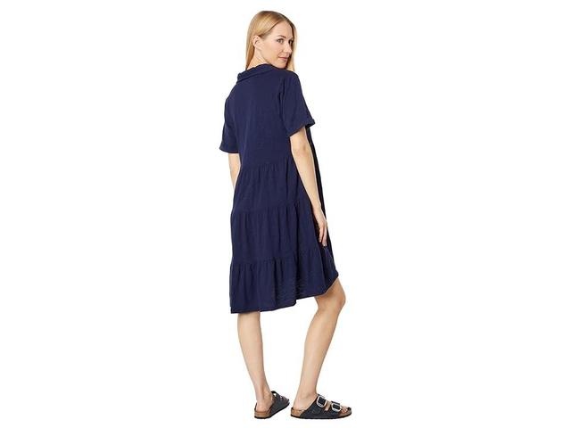 Mod-o-doc Slub Jersey Roll-Up Sleeve Tiered Back Dress (Soft Rust) Women's Clothing Product Image