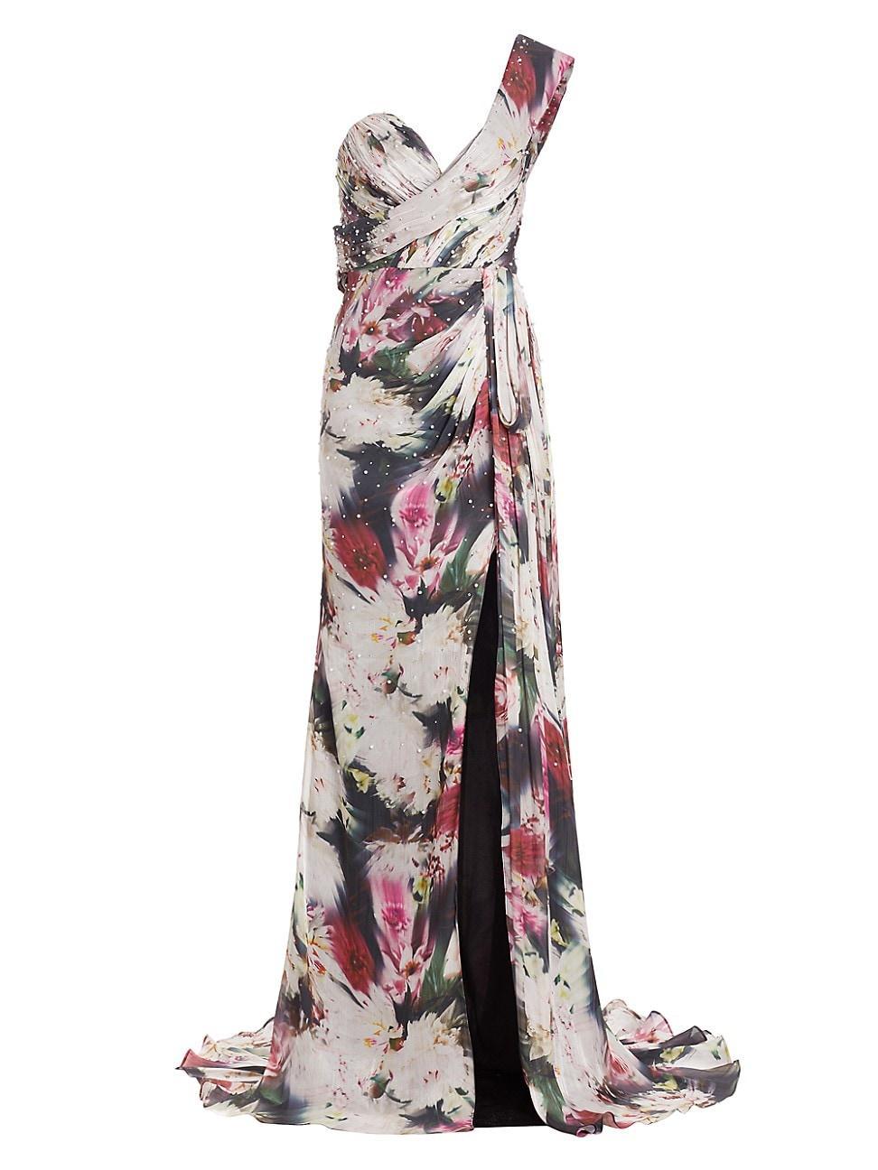 Womens Printed Chiffon Gown Product Image