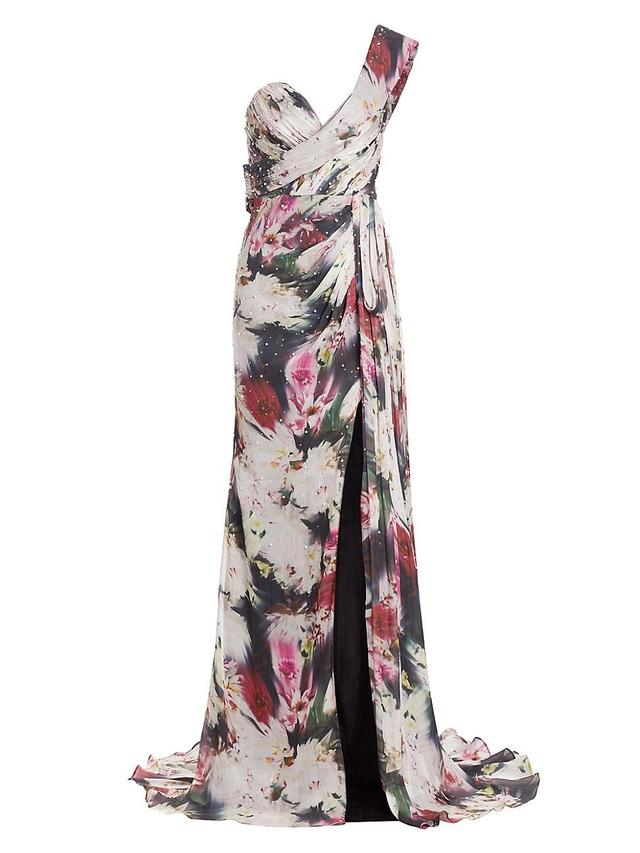 Womens Printed Chiffon Gown Product Image