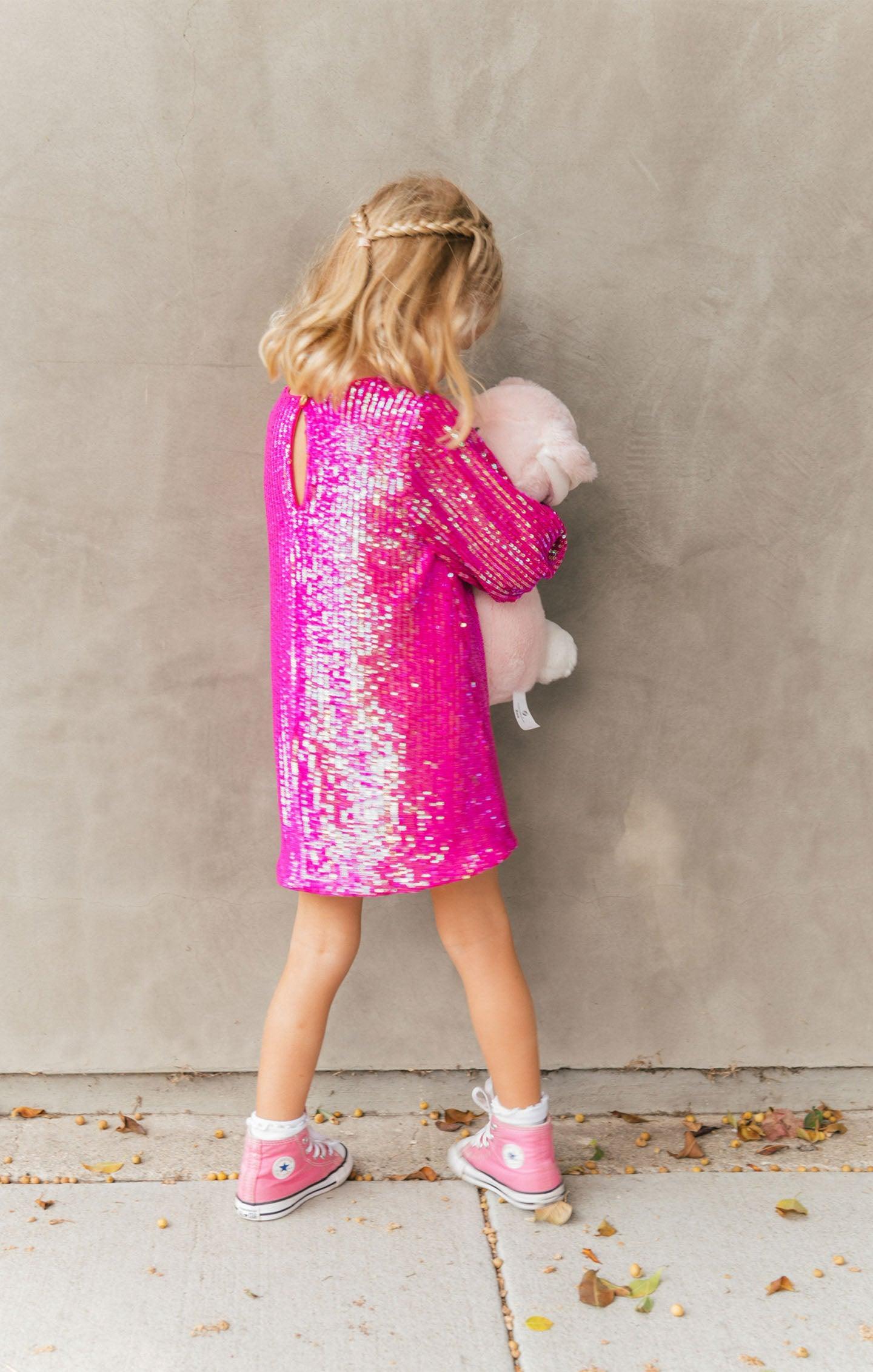 Once Upon A Time Dress ~ Pink Disco Sequins Kids Product Image