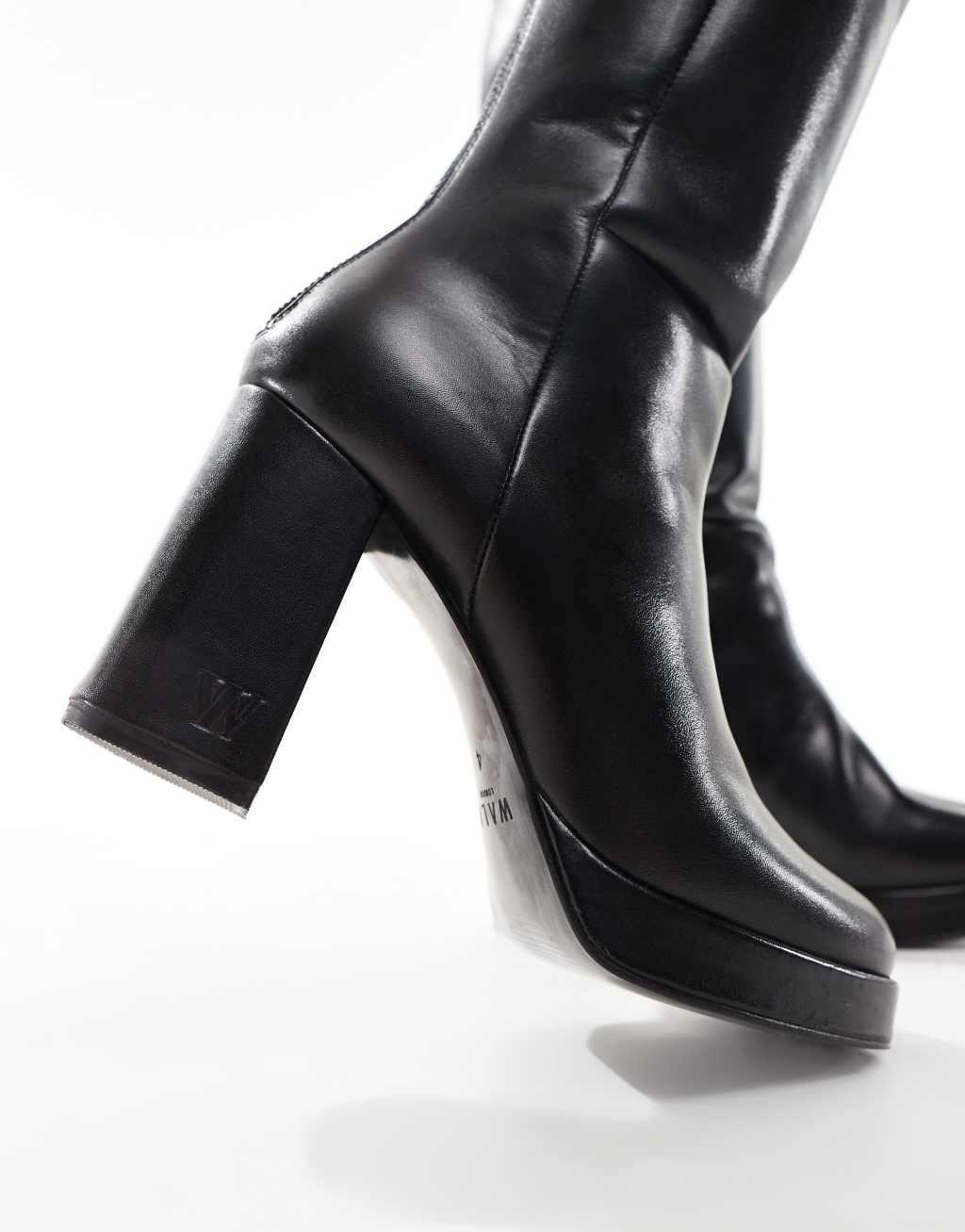 Walk London Poppy tall boots in black leather Product Image