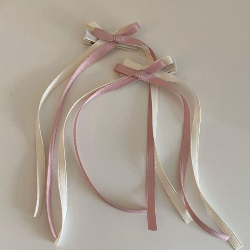 Color-Block Ribbon Bow Hair Clip Product Image