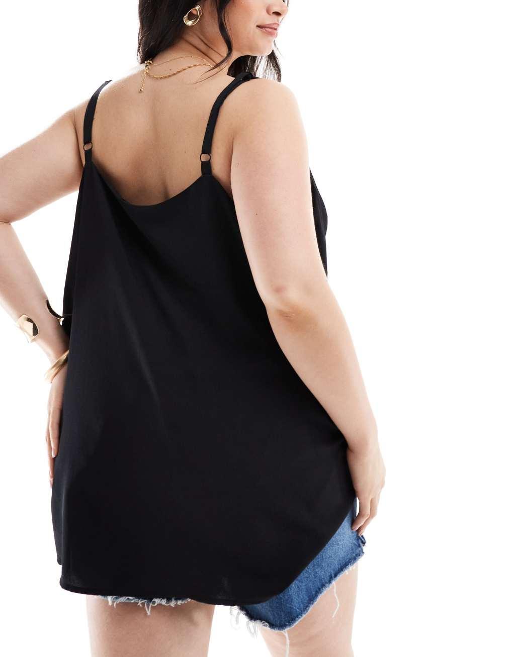 Yours cami tank top in black  Product Image