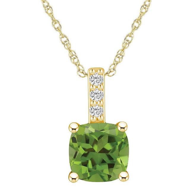 Alyson Layne 14k Gold Cushion Peridot & Diamond Accent Pendant Necklace, Womens Product Image