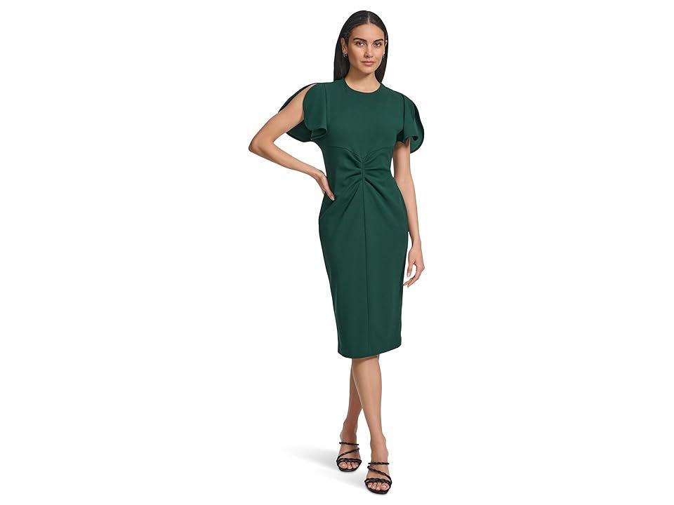 Calvin Klein Scuba Crepe Split Sleeve Sheath Women's Dress Product Image