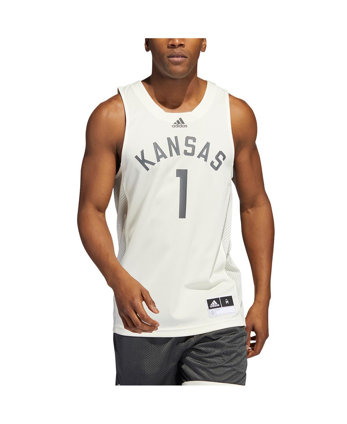 Mens adidas #1 Cream Kansas Jayhawks Reverse Retro Jersey Product Image