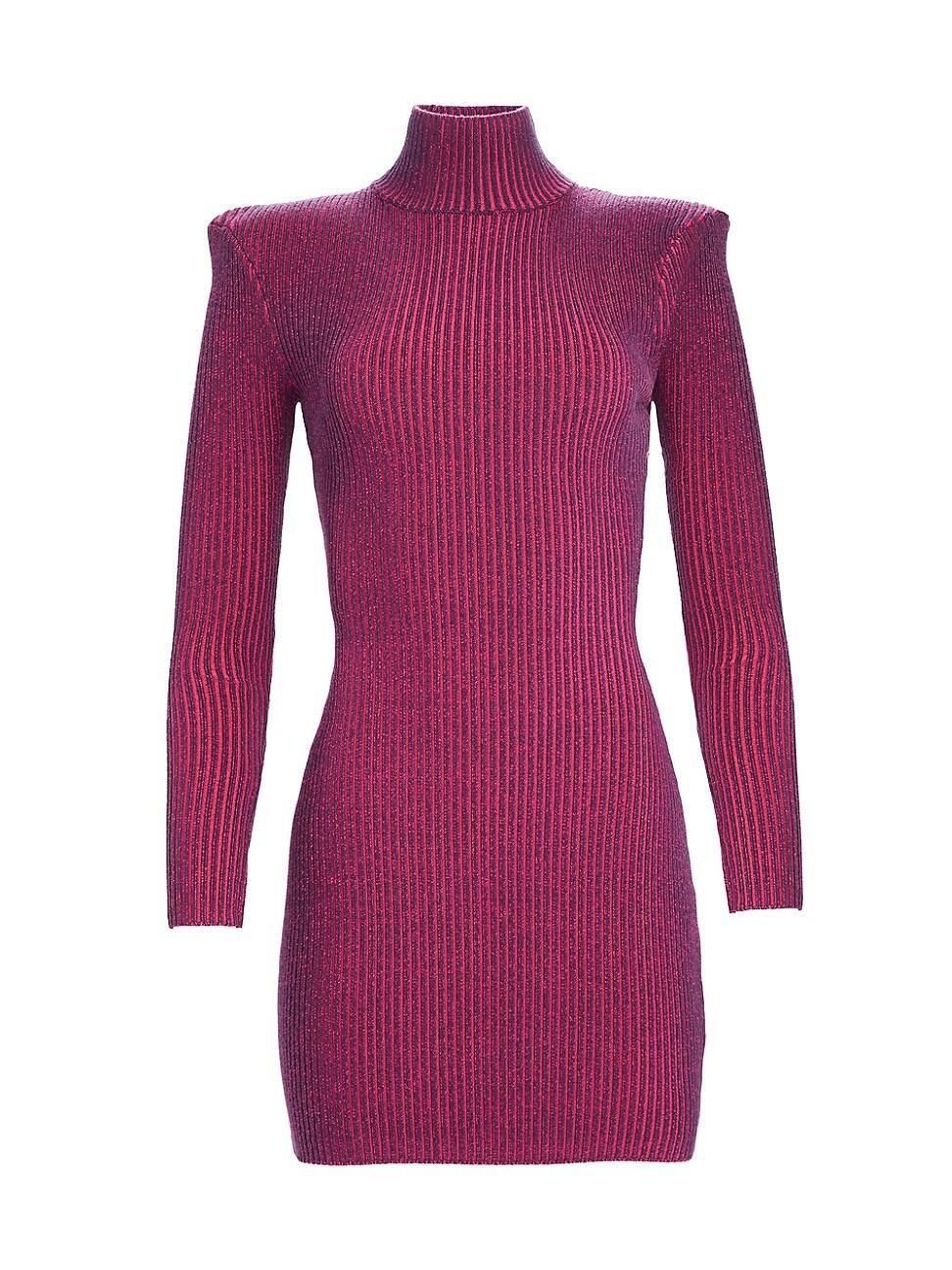 Moda Rib-Knit Turtleneck Mini Dress Product Image