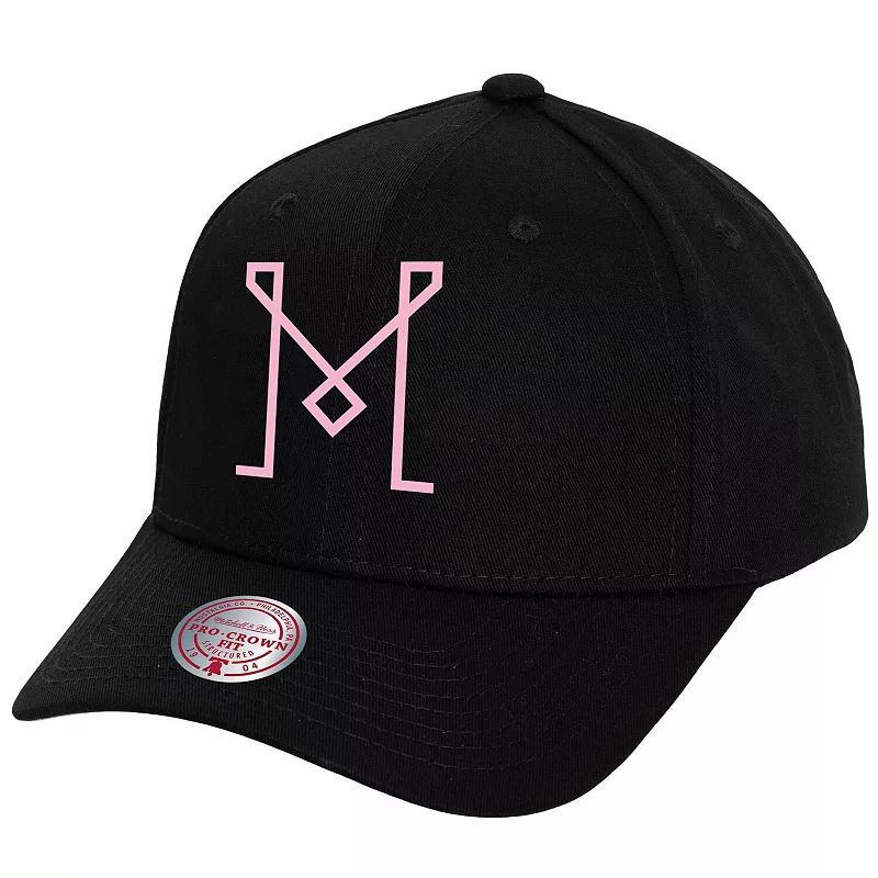 Mens Mitchell & Ness Black Inter Miami CF Logo Low Profile Adjustable Hat Product Image