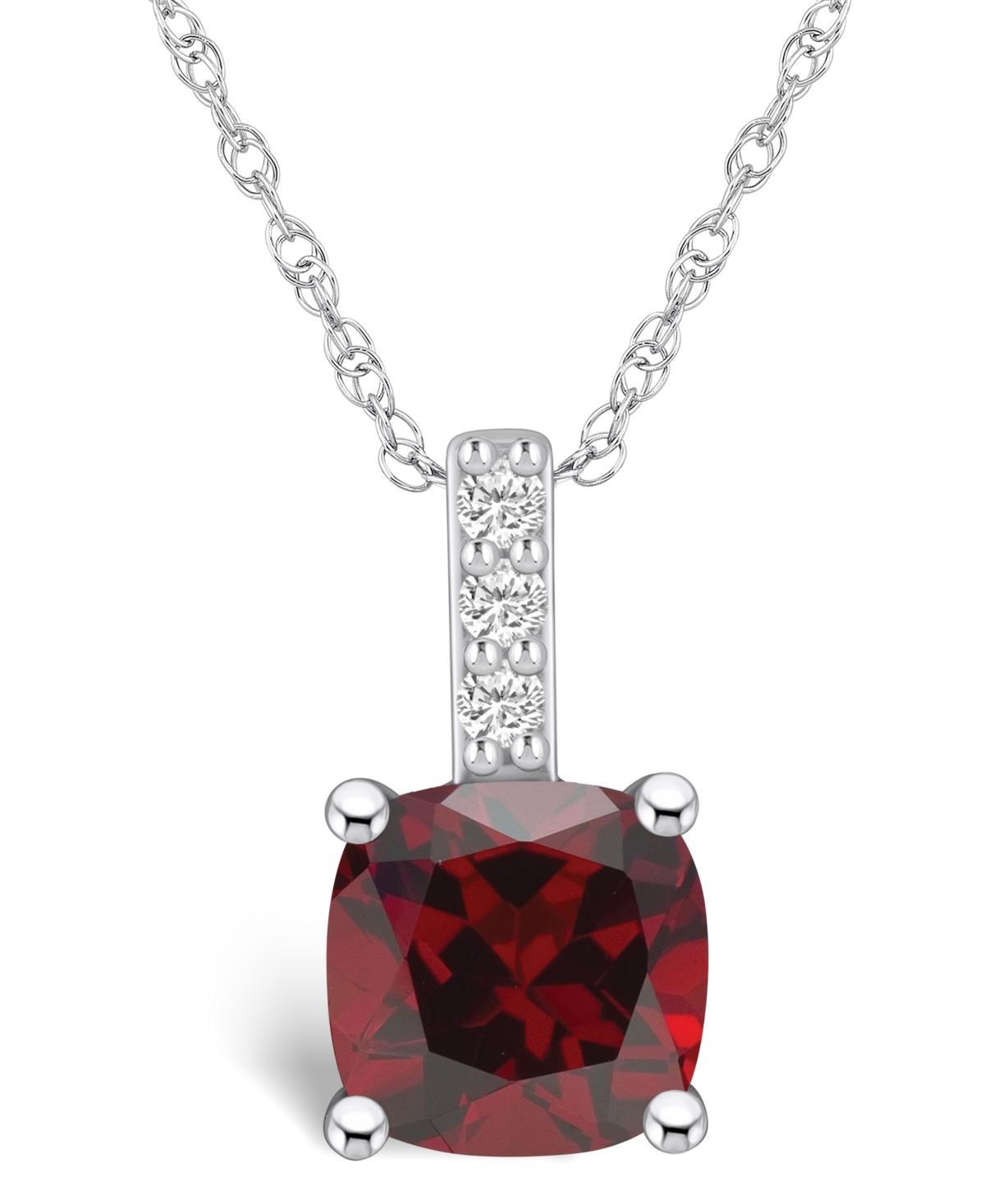 Alyson Layne 14k White Gold Cushion Garnet & Diamond Accent Pendant Necklace, Womens Product Image