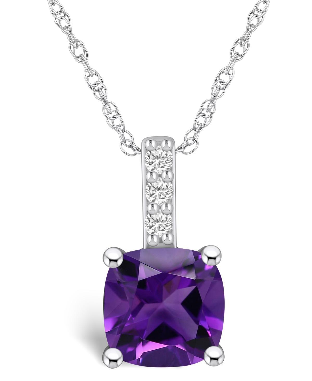 Alyson Layne 14k White Gold Cushion Amethyst & Diamond Accent Pendant Necklace, Womens Product Image