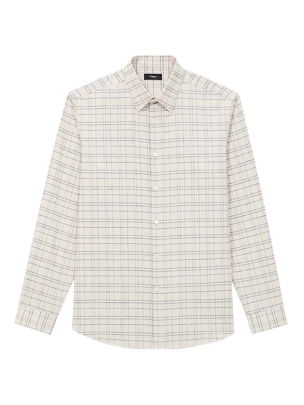 Theory Mens Irving Grid Print Shirt - Moon Product Image