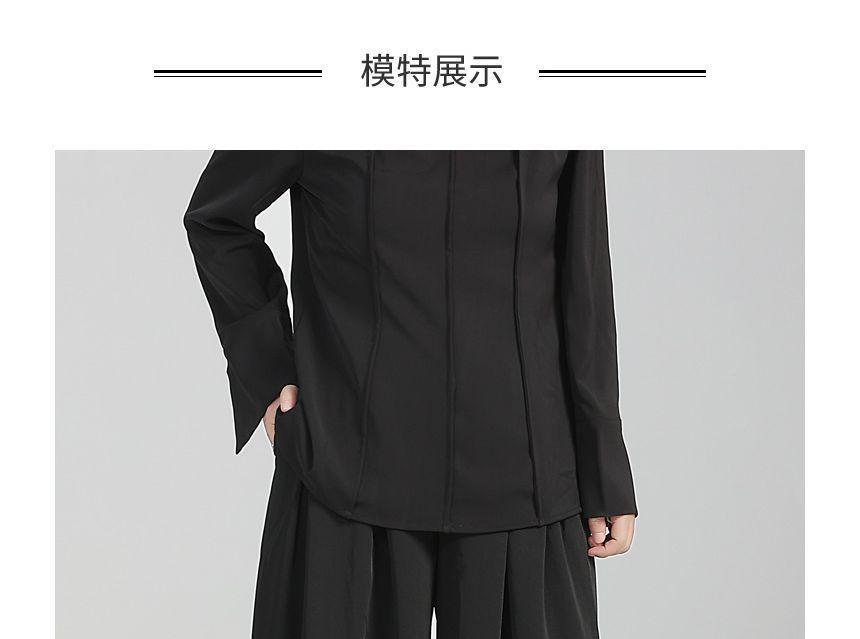 Mid Waist Plain Wide Leg Pants Product Image