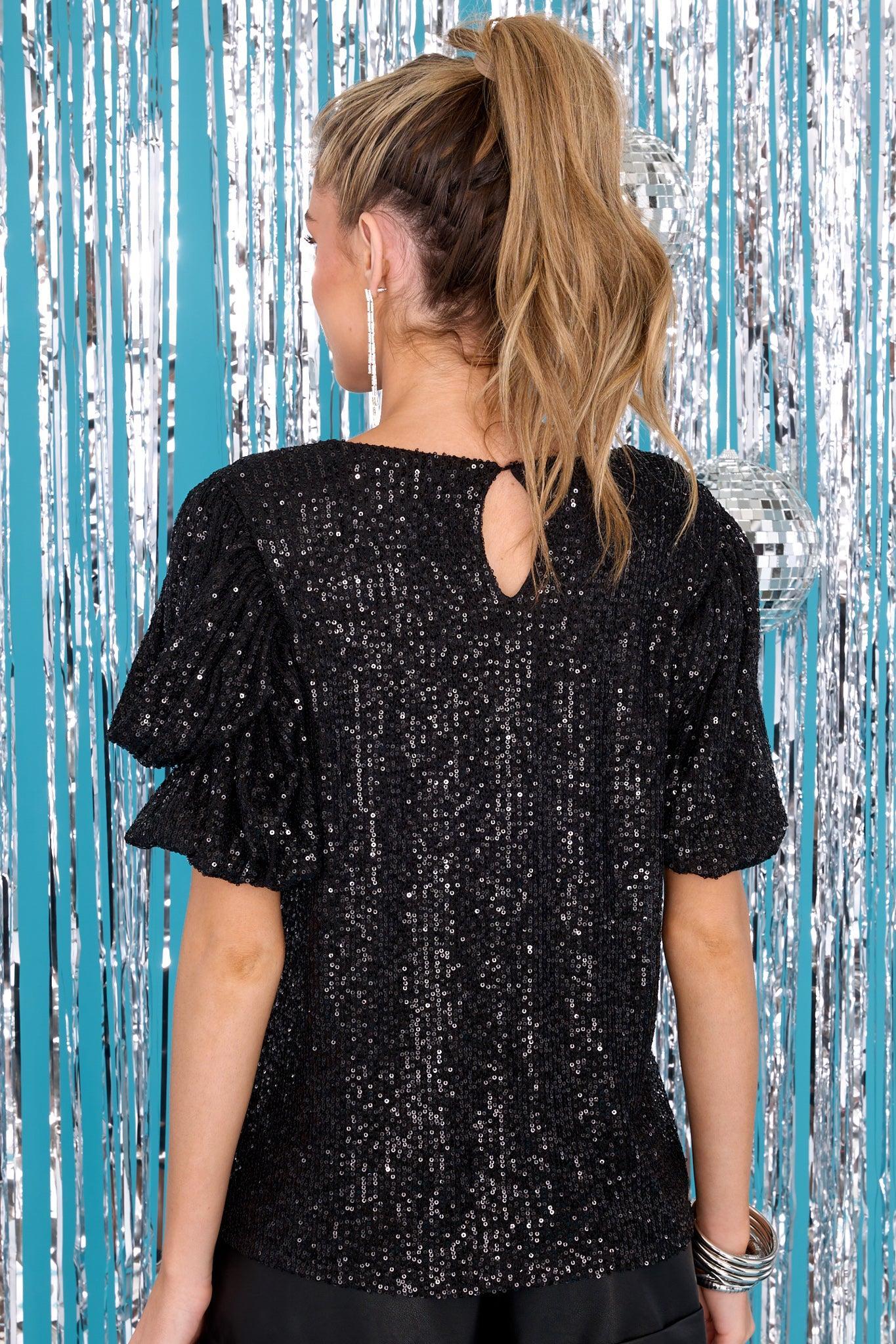 Shimmering Delight Black Sequin Top Product Image